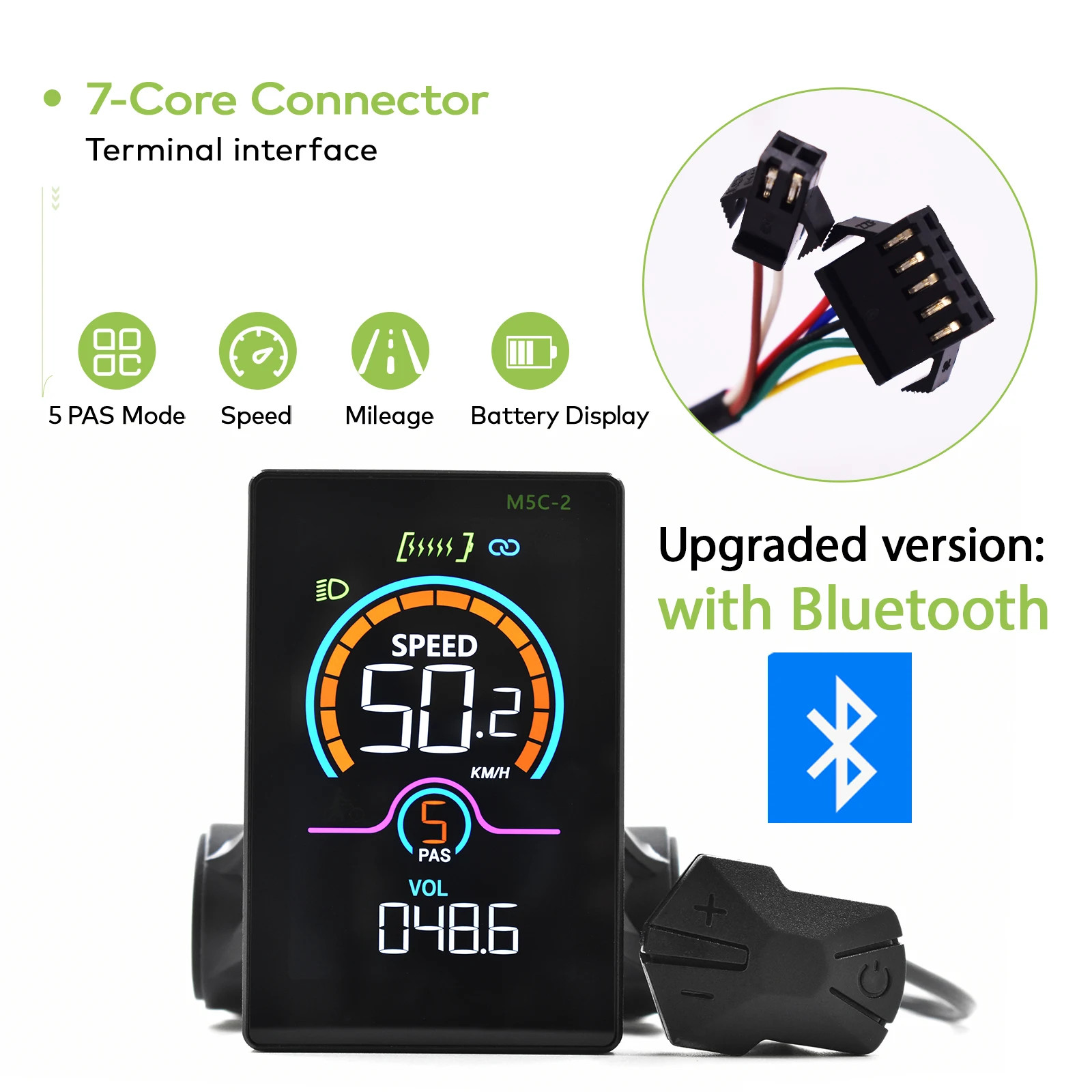 Electric Bike Computer Bluetooth Wired Digital Color LCD Display Vehicle Locking
