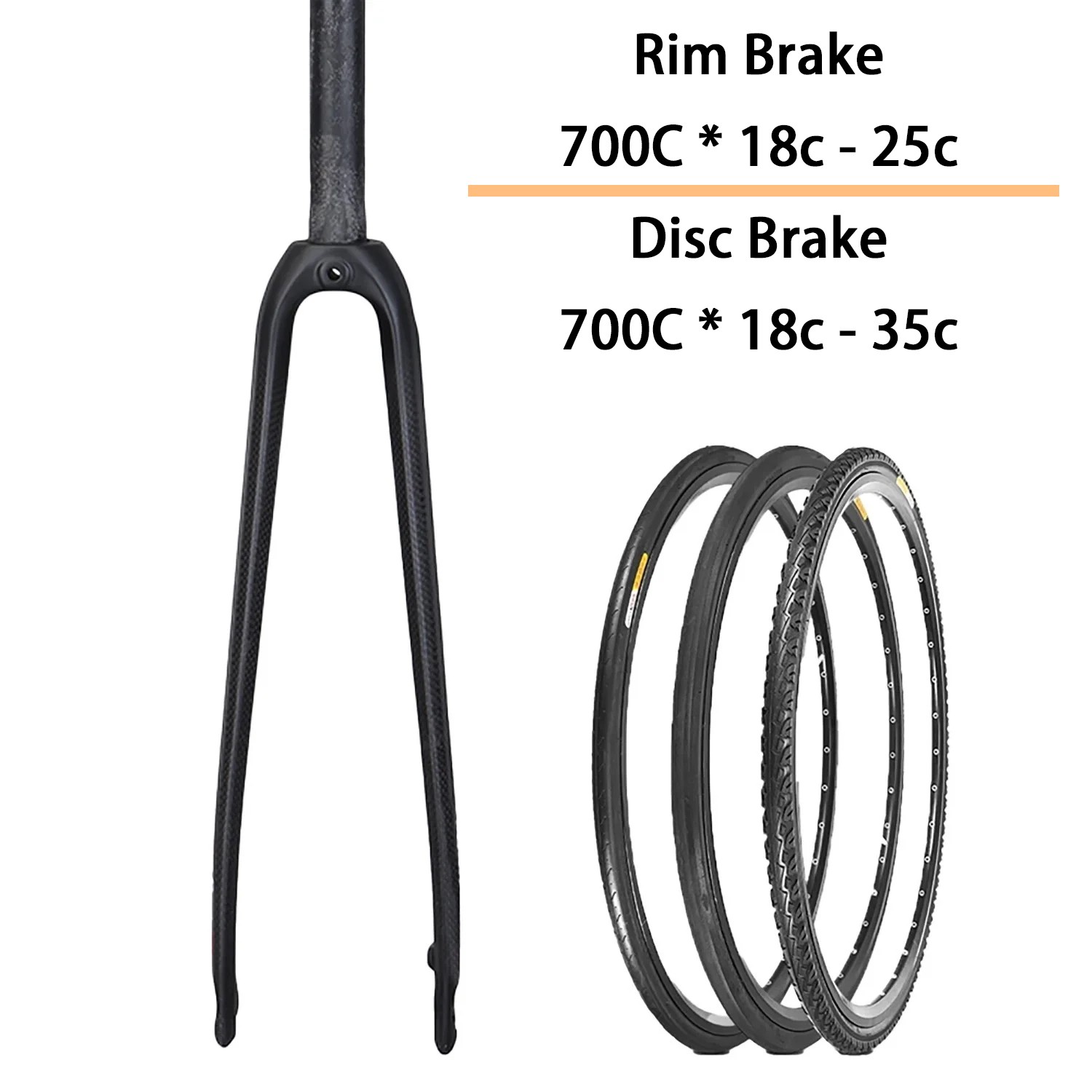Full Carbon Road Gravel Bike Fork 700C *35C Disc or Rim Brake QR Bicycle Forks