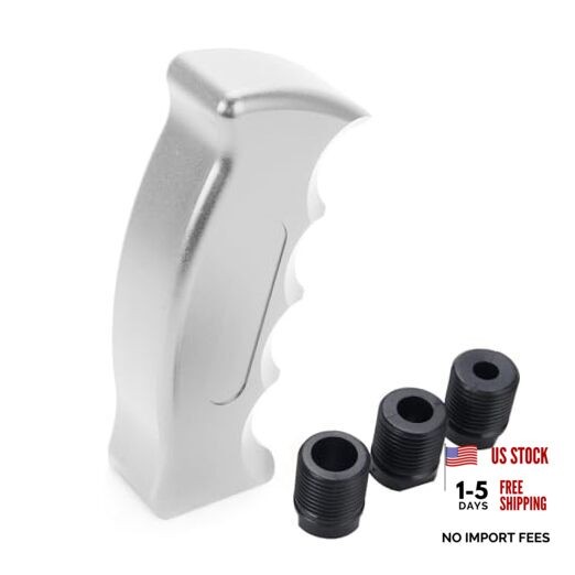 Universal Aluminum Slotted Pistol Grip Handle Manual MT Gear Stick Shift Silver