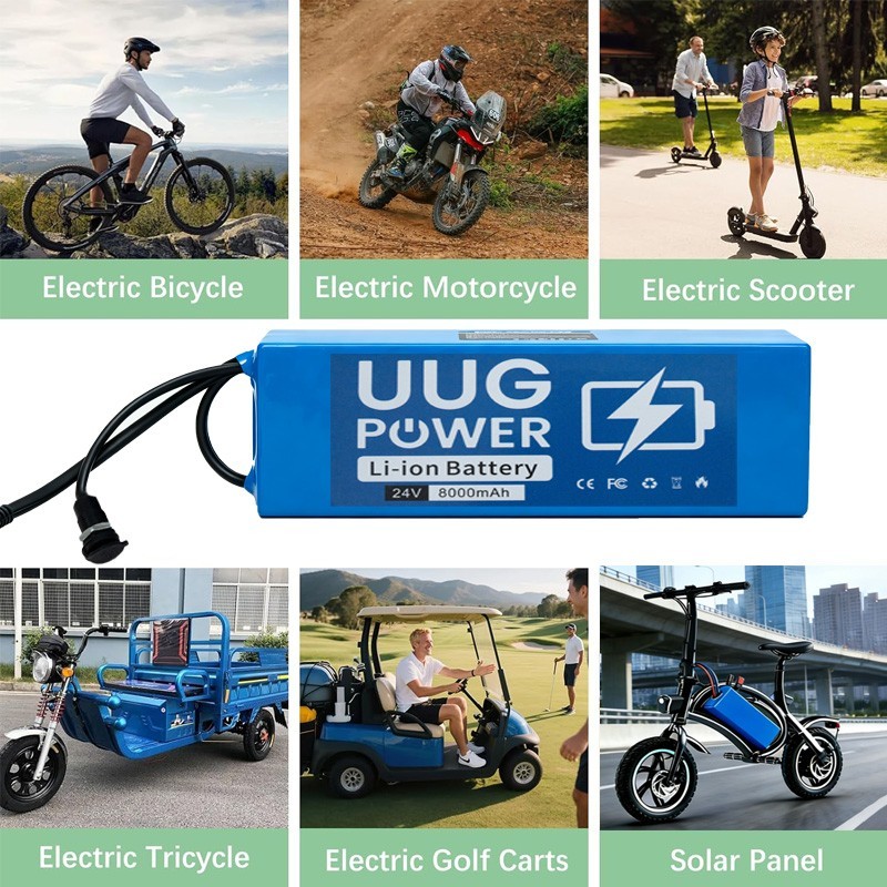 24V 8Ah Ebike Battery Lithium ion Battery for 100W-750W Electric Bicycle 30A