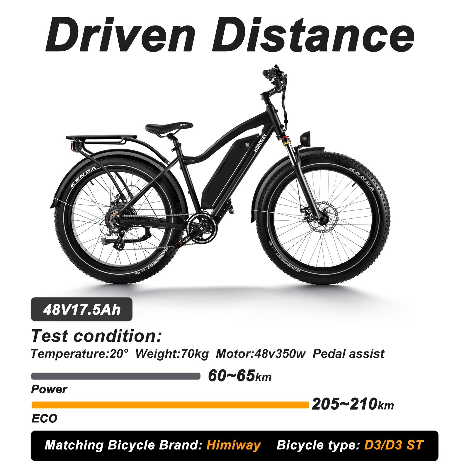 Himiway Cruiser Electric Bike Battery 48V 17.5Ah for D3/D3 ST Ebikes Replacement