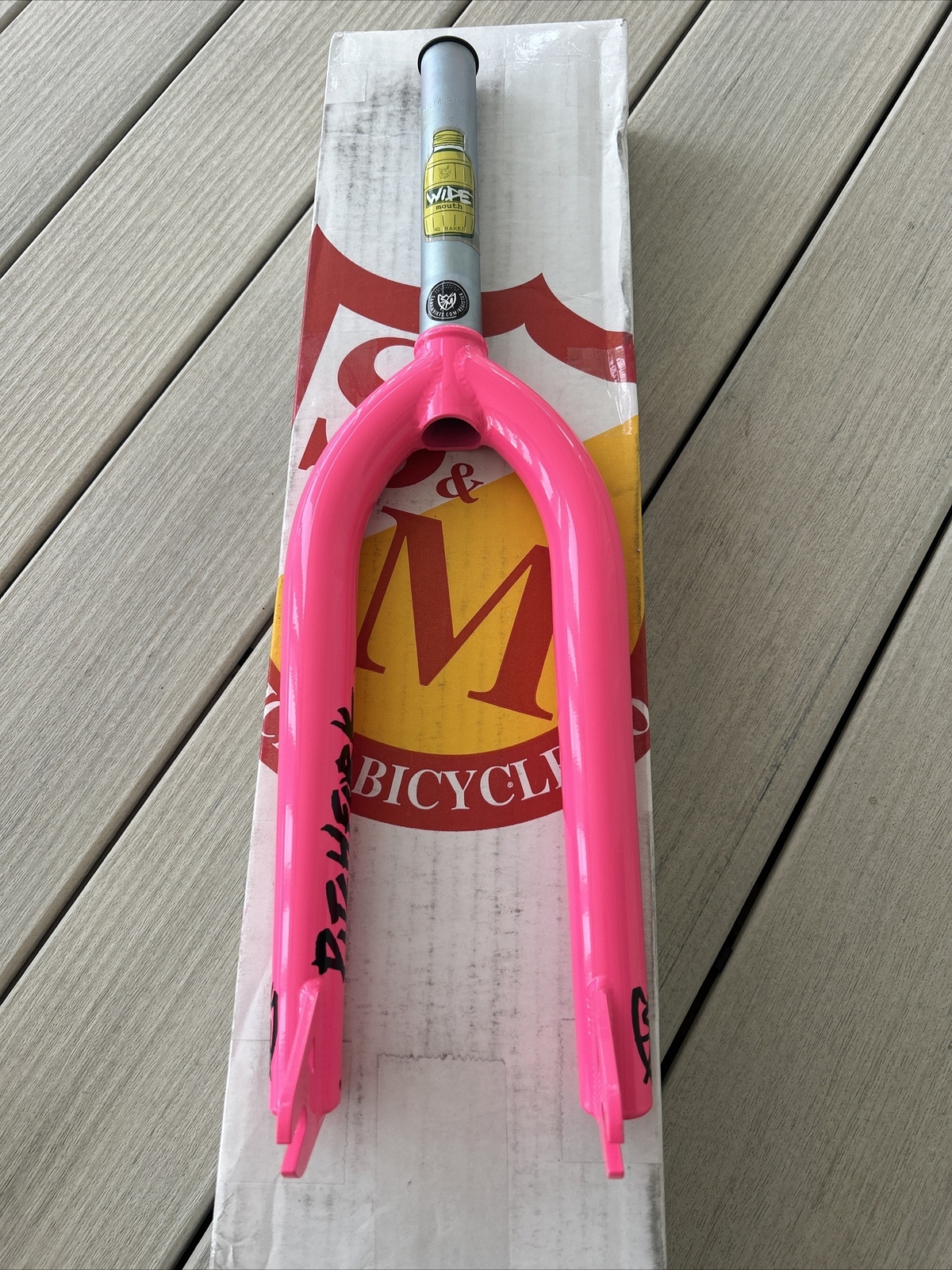 S&M BMX BIKE WIDEMOUTH BICYCLE 3/8″ FORK HOT PINK MADE IN USA