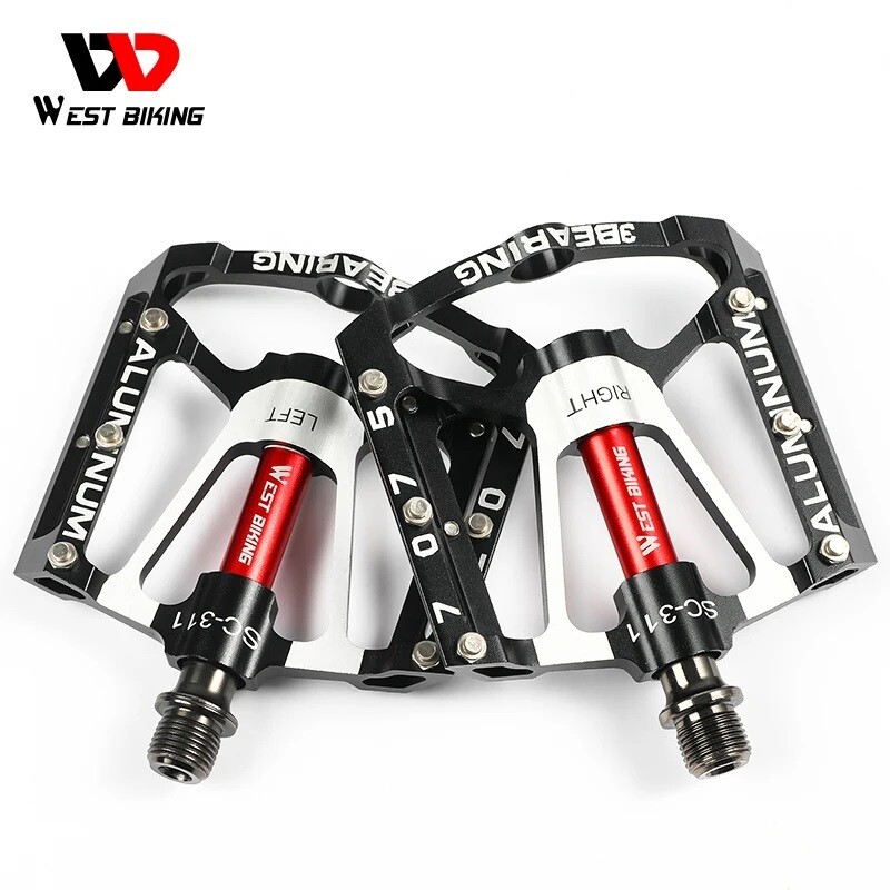 WEST BIKING 3 Sealed Bearing Bicycle Pedals Aluminum Bike Pedals Black 9/16 in