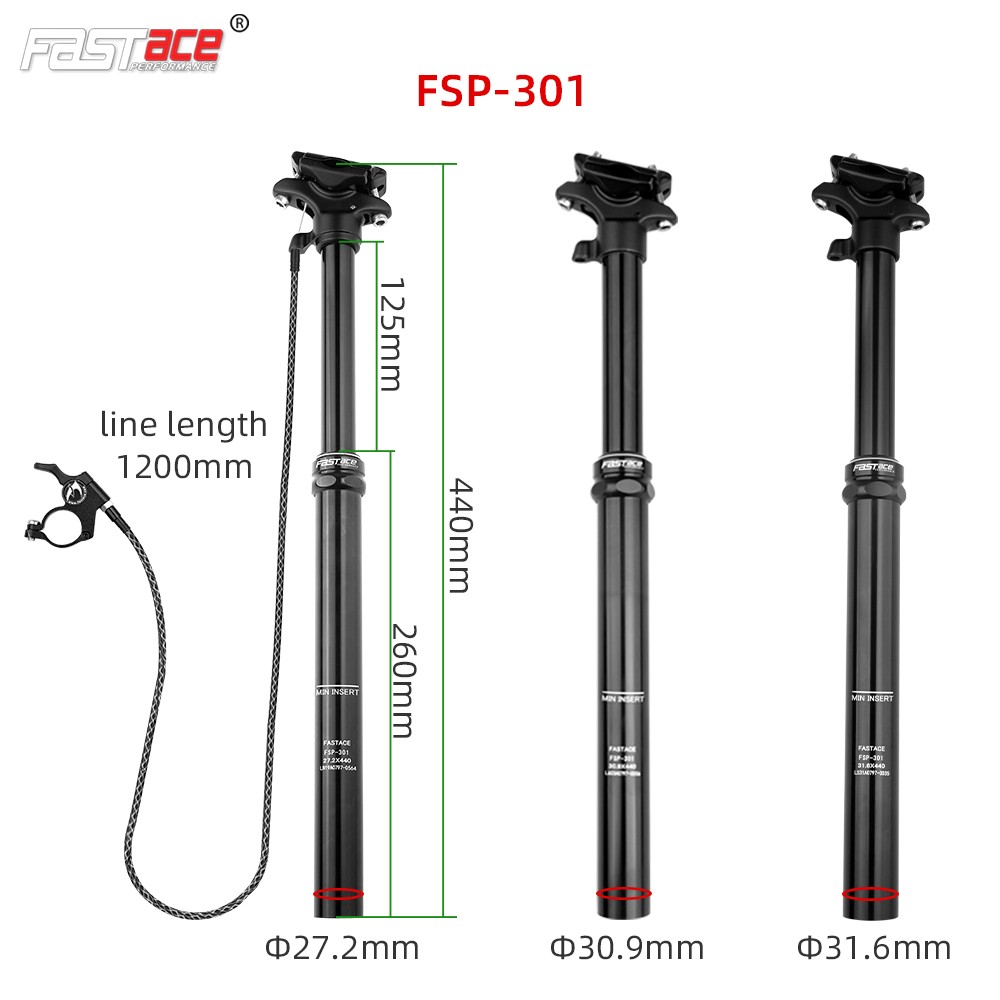 FASTACE Dropper Post 27.2//30.9/31.6mm 440mm 125mm Travel Remote External Cable