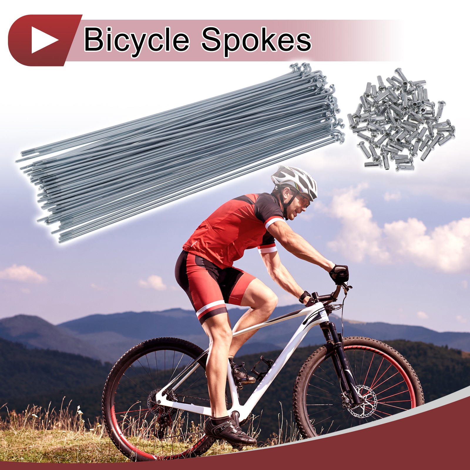 72 Set 14G Bicycle Spokes 220mm Bike Wheel Spokes Carbon Steel Galvanized