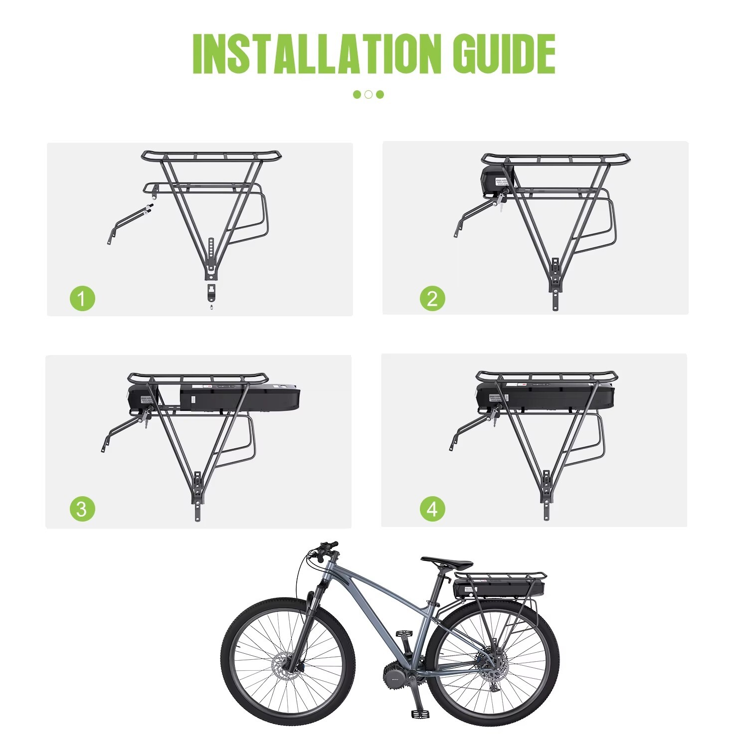 48V Electric Bike Battery 17.5Ah Rear rack Lithium Battery