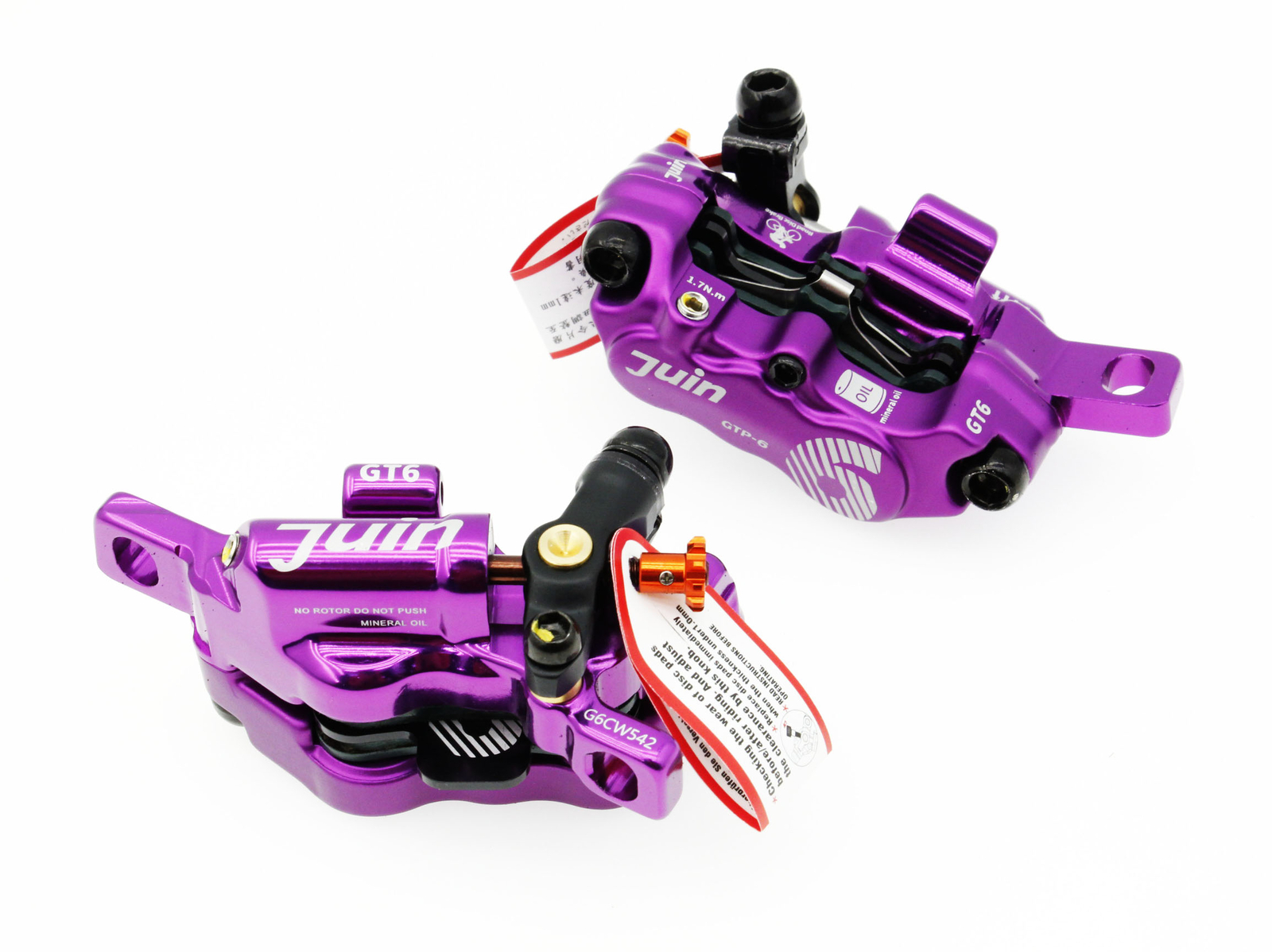 Juin Tech GTP6 MTB eBike CX Cycle 6-Piston Hydraulic Disc Brake Caliper Set