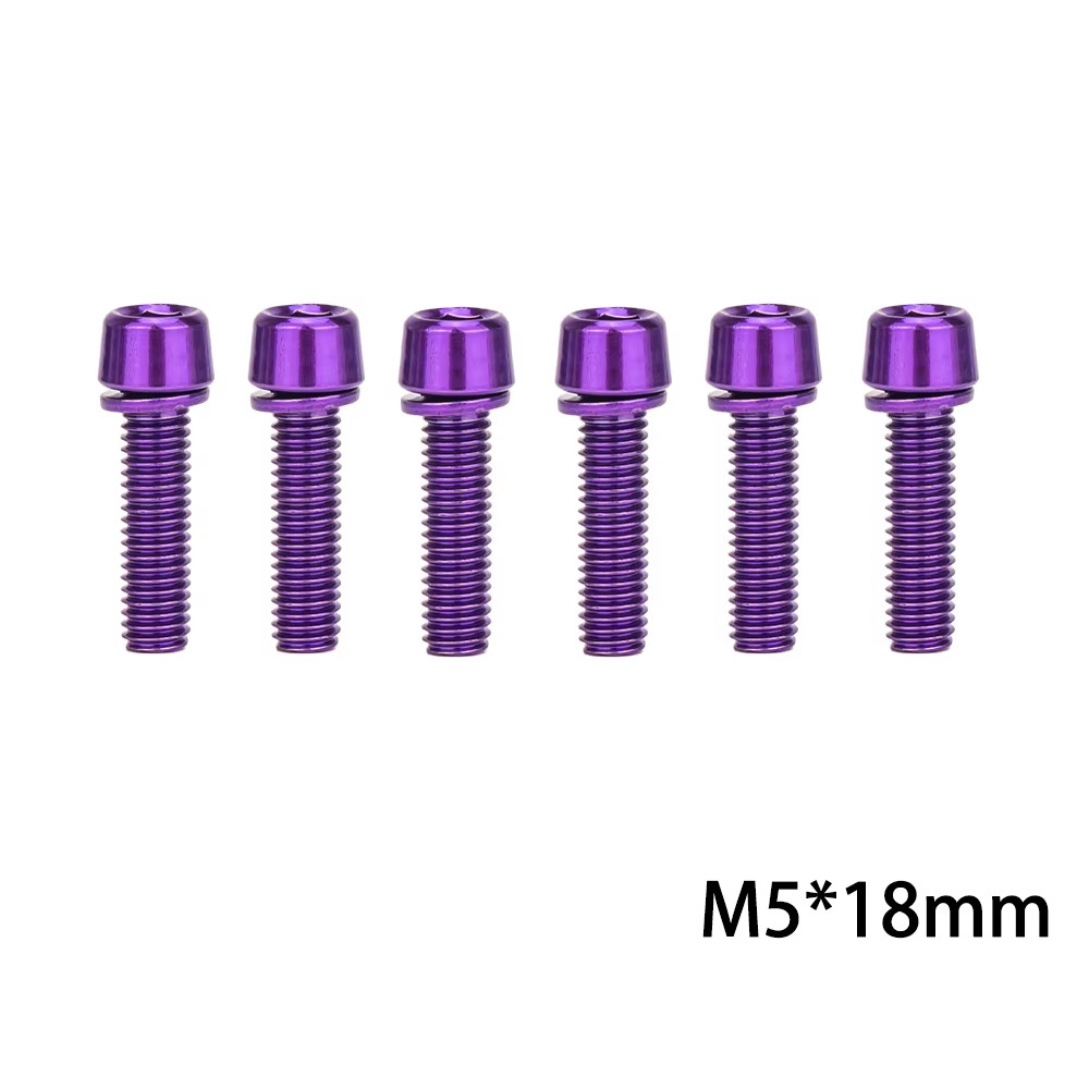 6Pcs MTB Road Bike Handlebar Stem Riser Screws Bicycle Stem Bolts Screws M5*18Mm