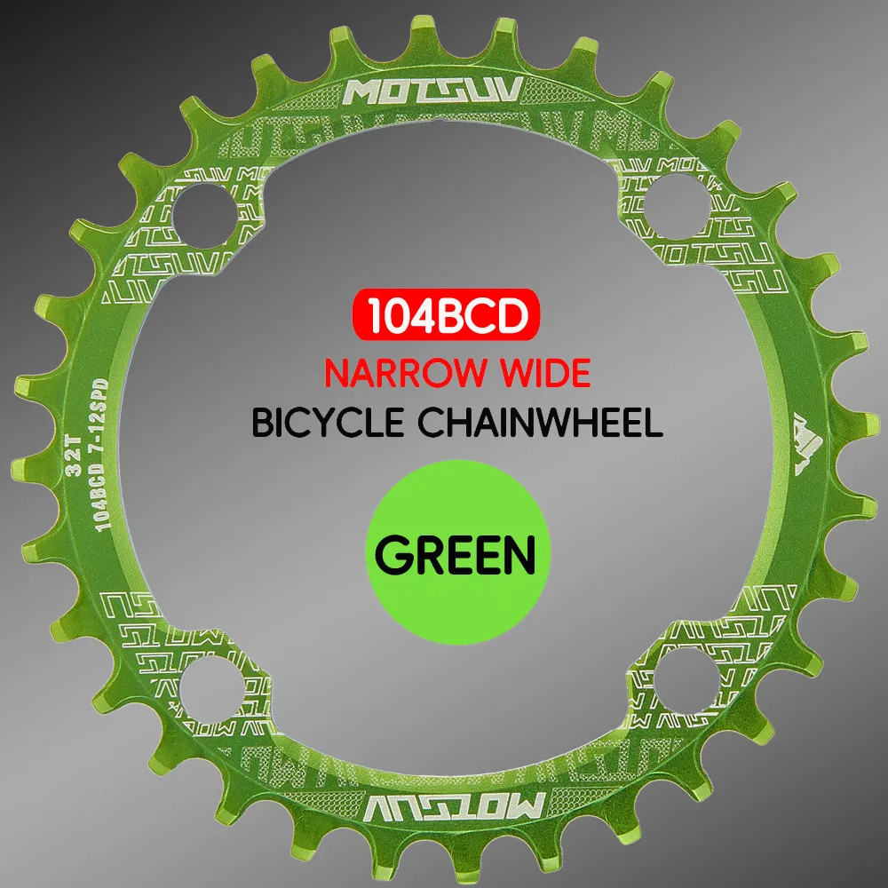 Bicycle 104BCD Crank Narrow Wide Chainring Aluminum Alloy MTB Bike round 32T 34T