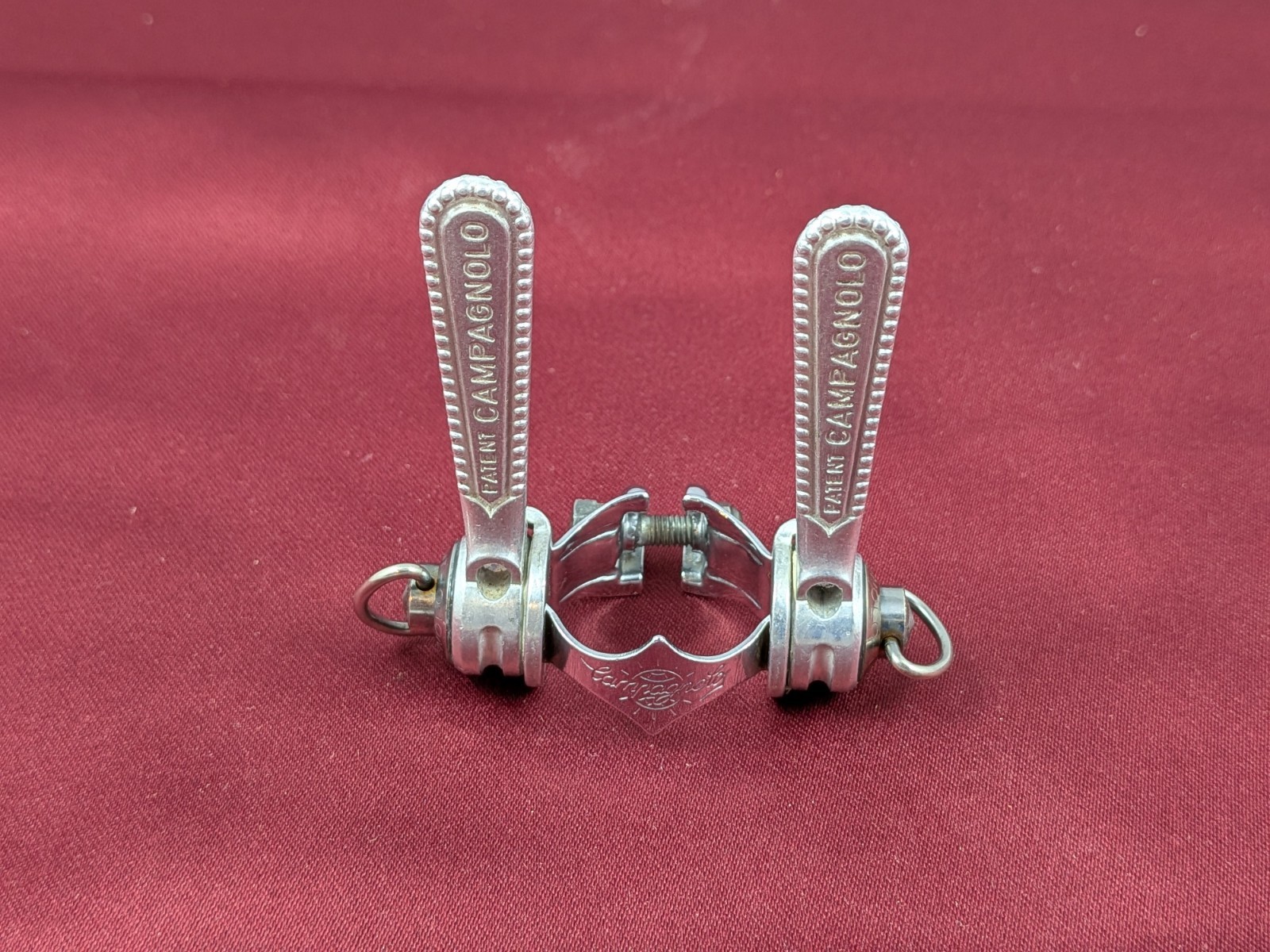 Campagnolo Record Downtube Shifter Set 1970s Clamp-On Alloy/Steel 28.6mm Clamp