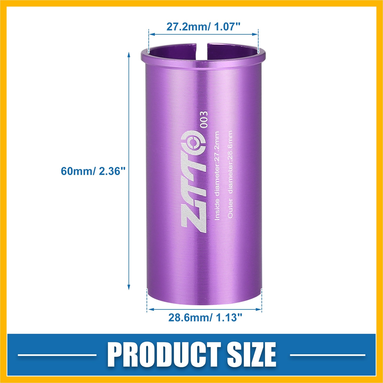 27.2mm 1.07″ ID 28.6mm 1.13″ OD Seat Post Adapter fit for Bicycle Durable