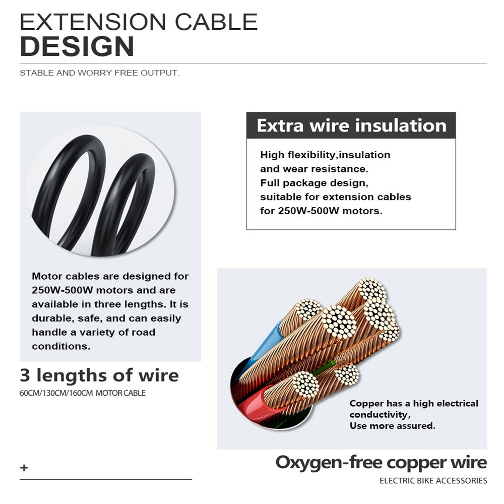 E-bike Julet 9Pin Hub Motor Extension Cable Conversion Line Waterproof Cable