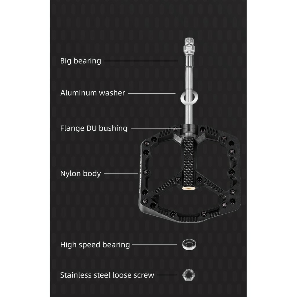 ROCKBROS Mountain Bike Pedals 9/16» Road Bike Widen Nylon Fiber Platform Pedals