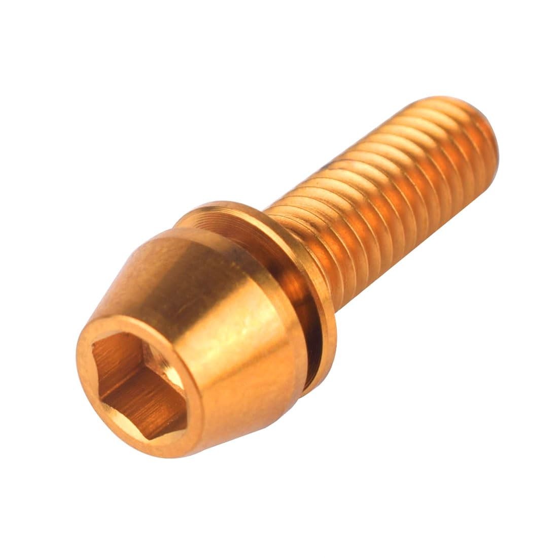 Titanium Bolt M5x16 18 20mm Allen Hex Tapered Head Washer 6Pcs (Gold, M5x20mm)