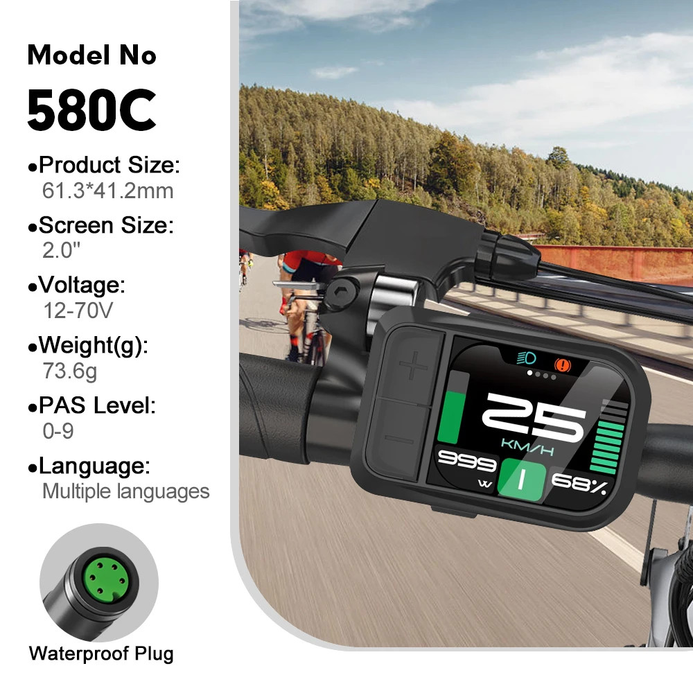 E-bike LCD Color Display Instrument 36V48V52V SW102T DZ40 600C BF-UART Protocol