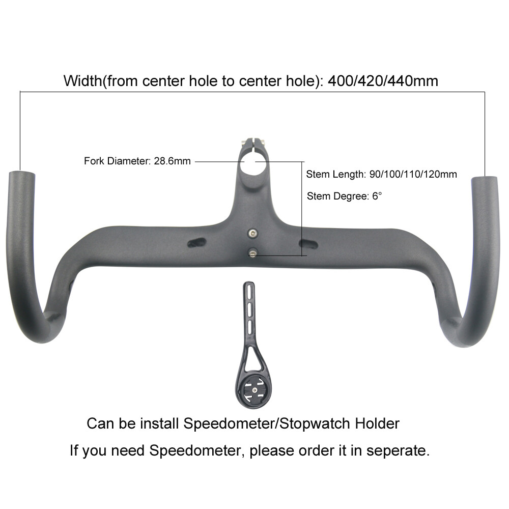 Carbon Handlebar Integrated Stem Internal Routing Drop Bar Road 400/420/440mm