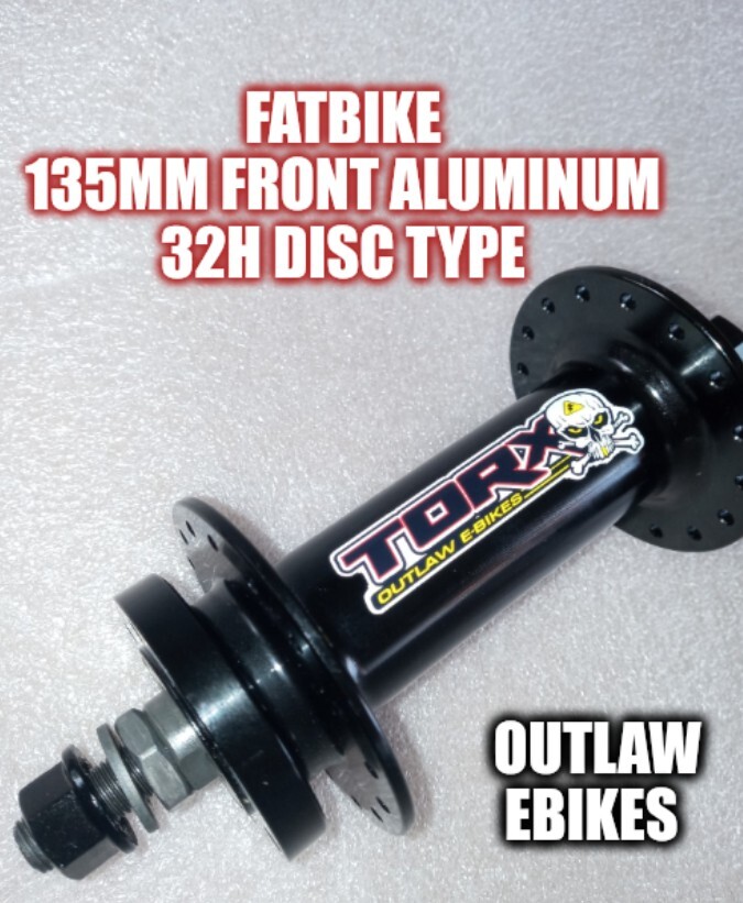 Fat bike front hub, 135mm 32 Hole 3/8″ aluminum disc type.