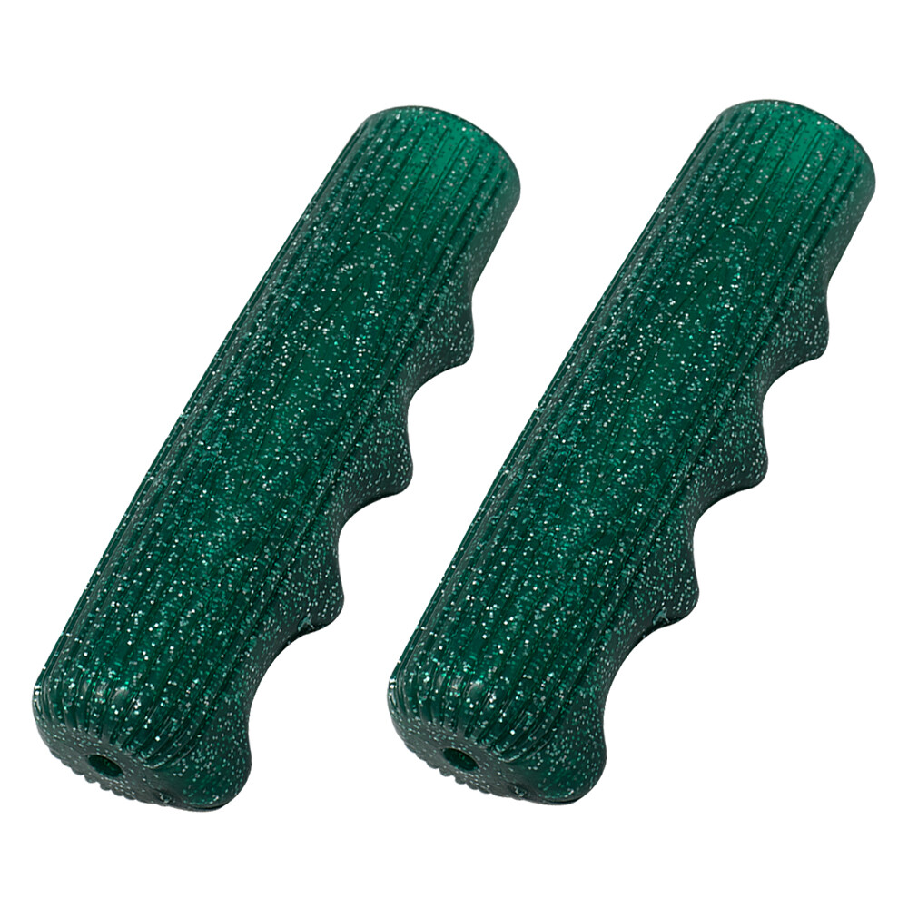 NEW! GENUINE VINTAGE OG LOWRIDER 115MM LONG BICYCLE GRIPS IN SPARKLE/GREEN