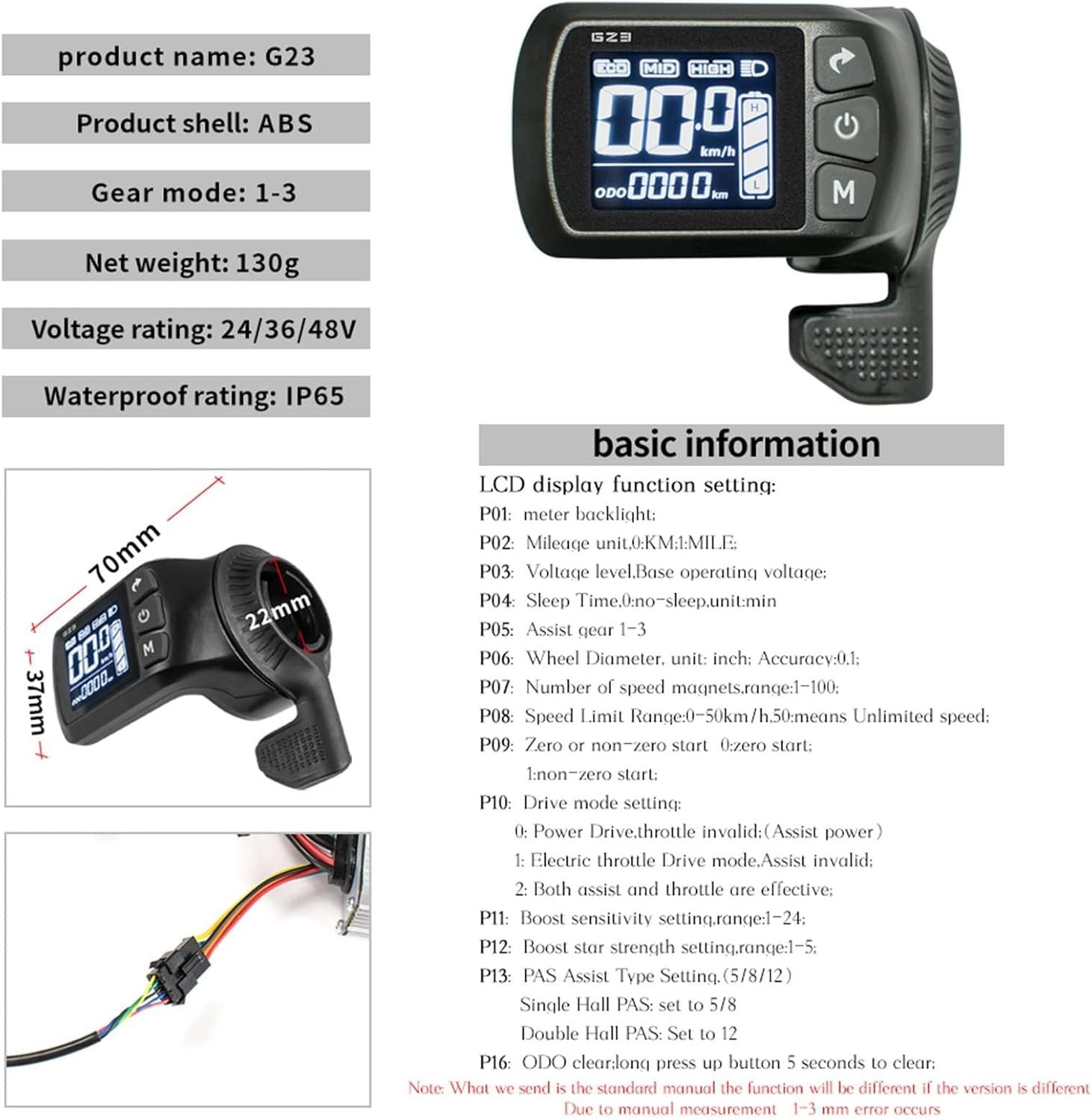 48V Ebike Controller Kit 500W Brushless Motor LCD Display