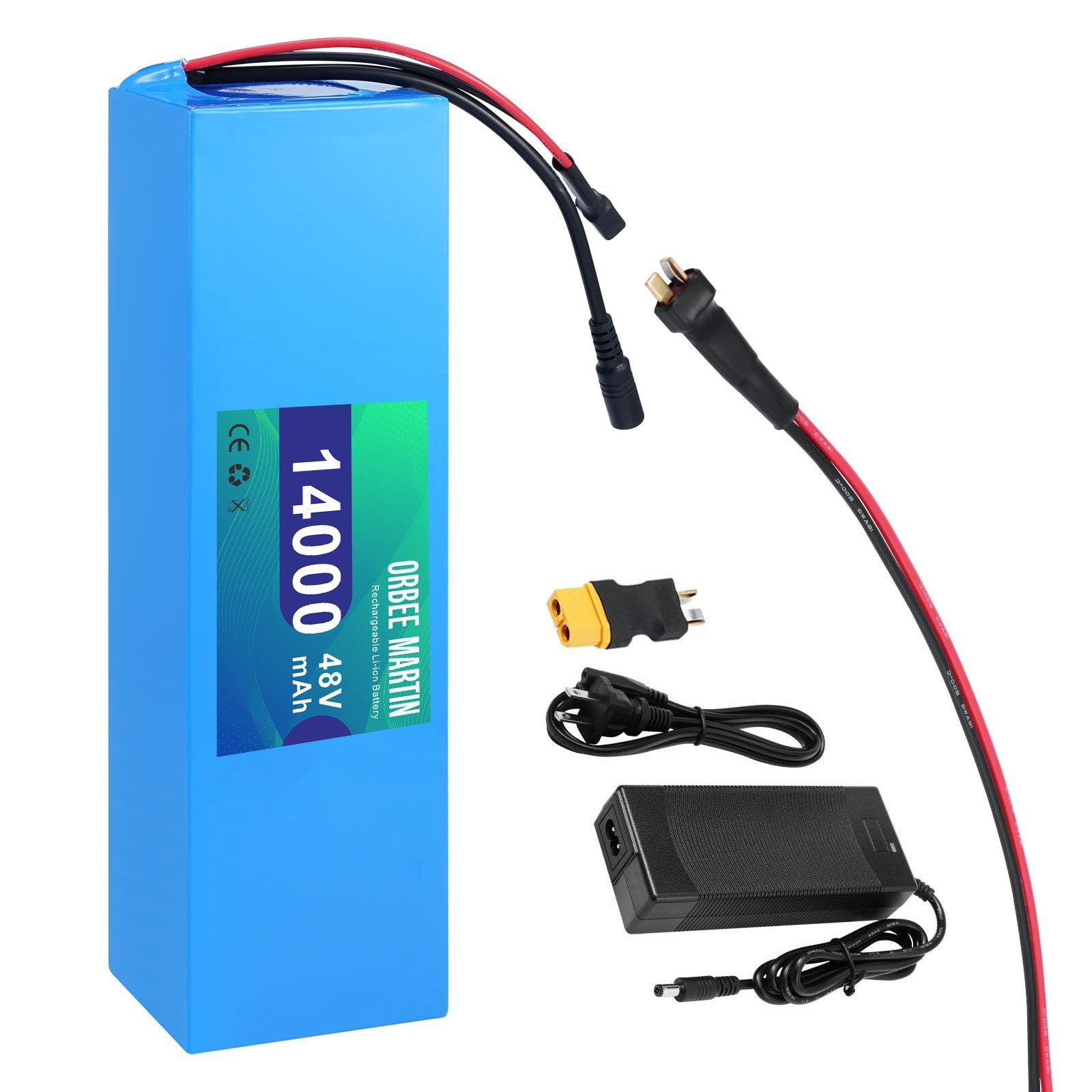 ORBEE MARTIN 48V 14Ah Rechargeable Battery, Lithuim Battery,XT60 Connector DIY