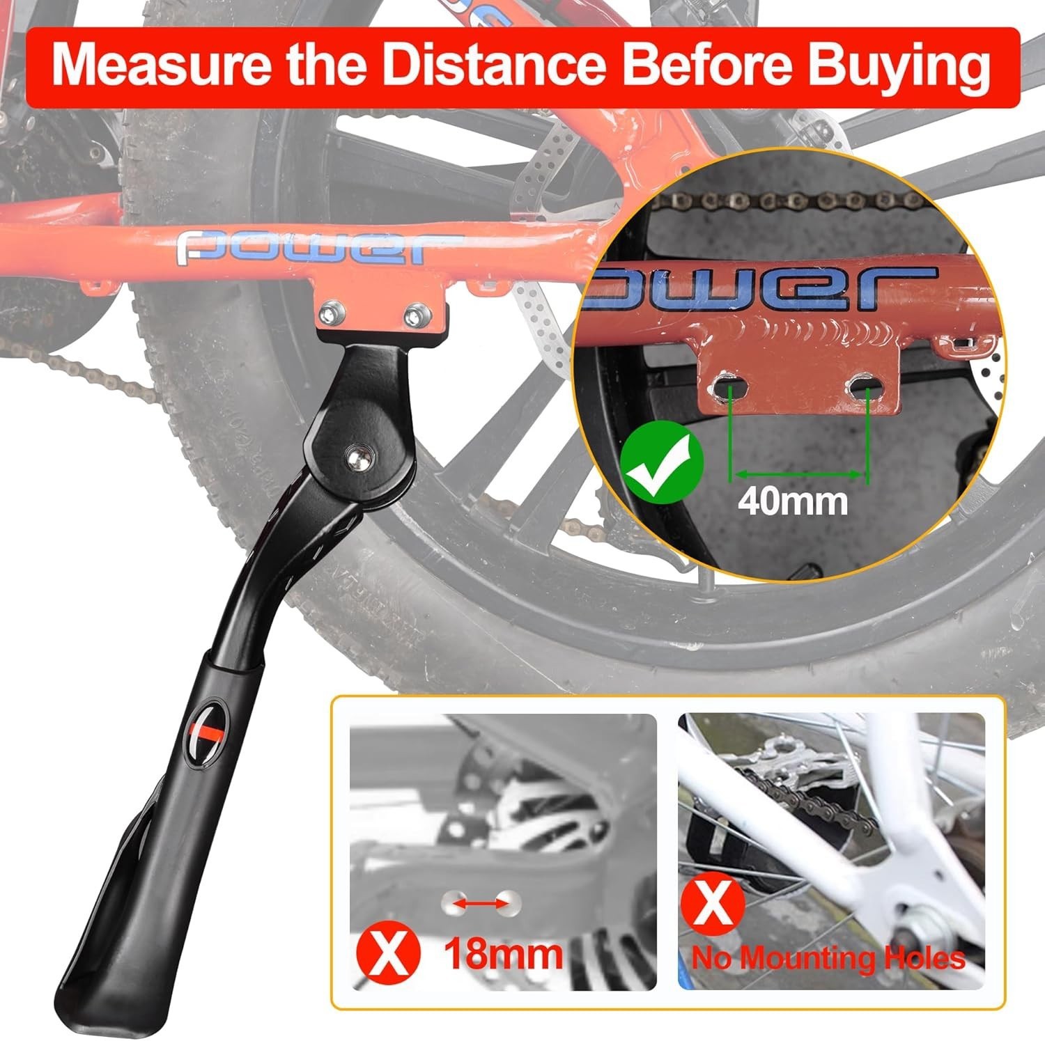 Heavy Duty Ebike Kickstand 24″-29″ Engineered for E-Bike Also Suitable for New