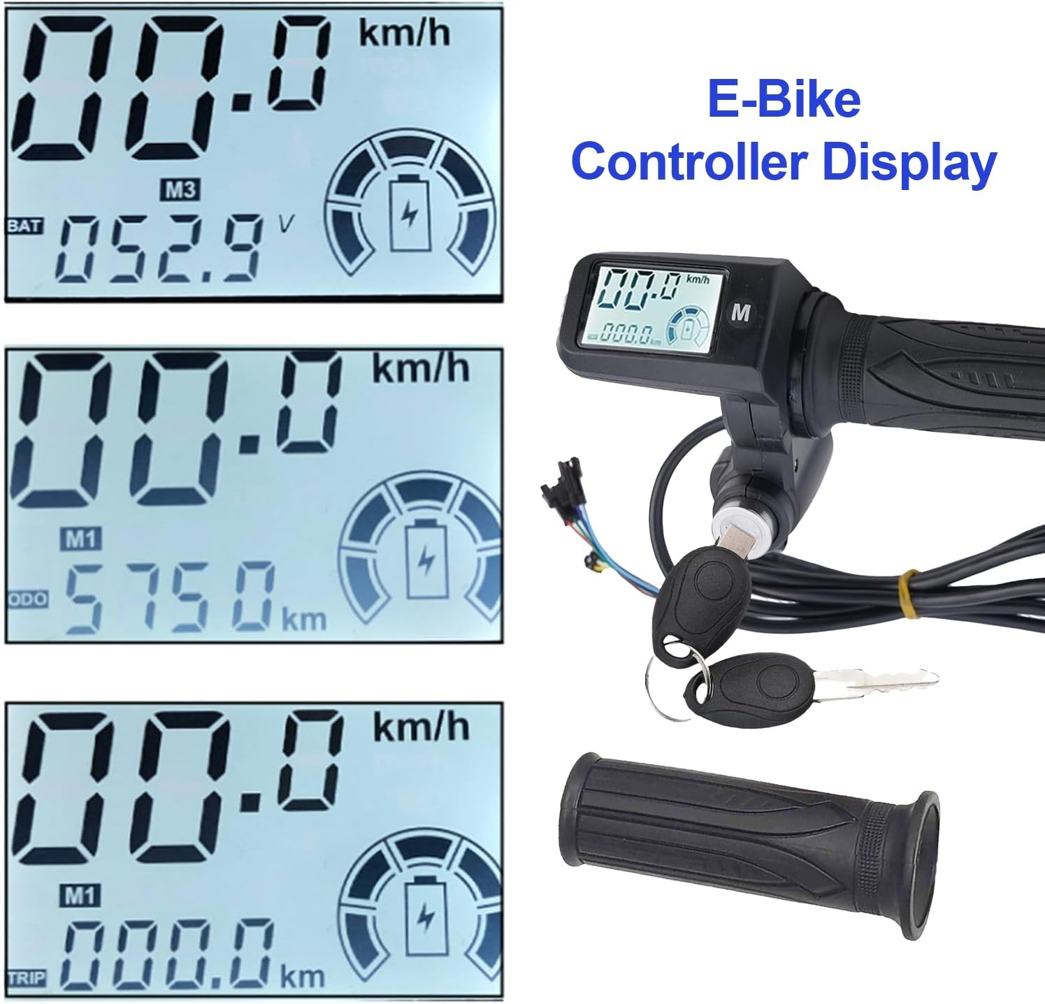Universal 8 Pin Twist Throttle for E-Bike & Scooter, 36V/48V/60V, LCD Display, K