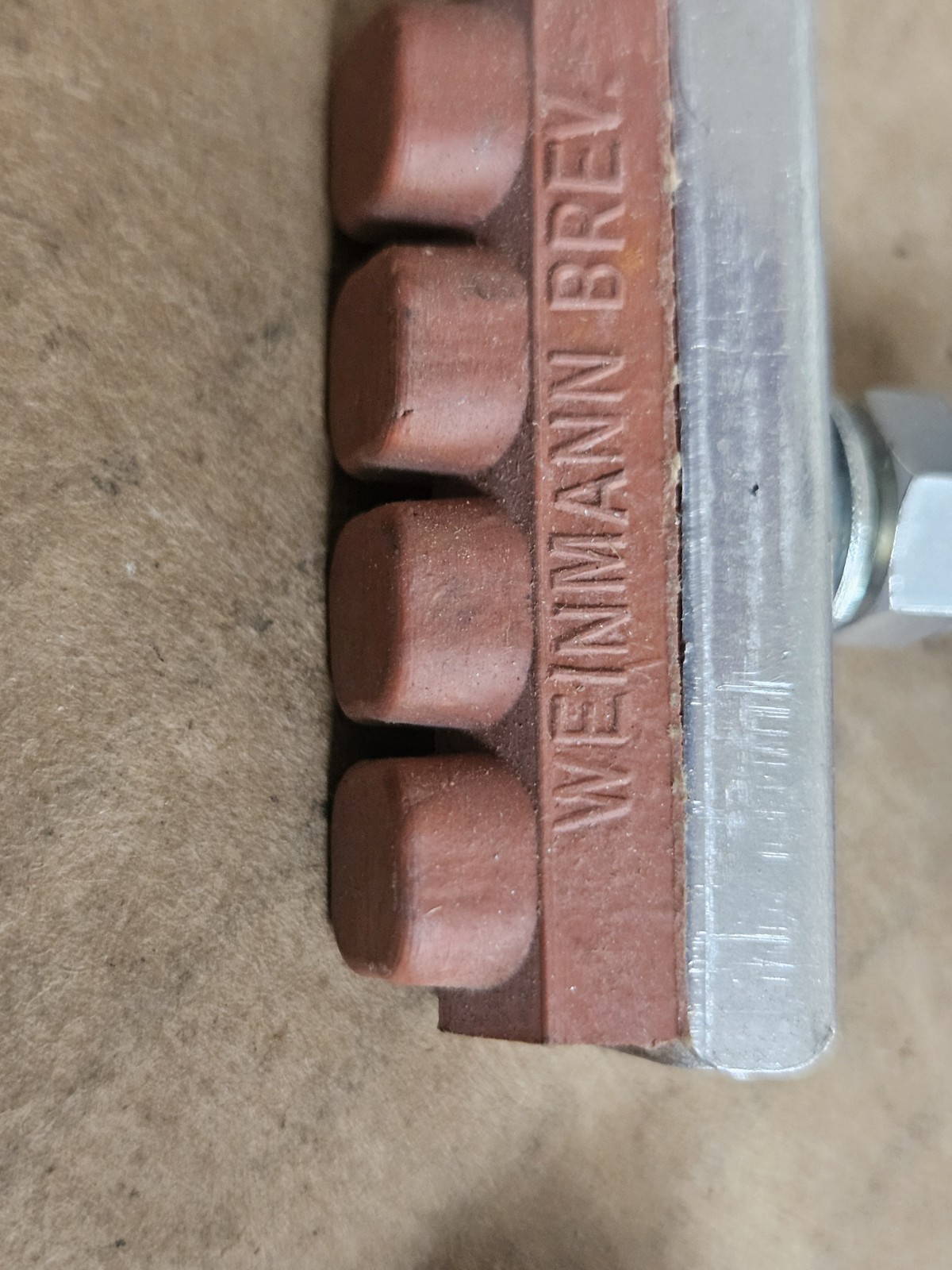 Vintage NOS Weinmann Brake Pads, red rubber, w/ bolts nuts & washers, set of 4