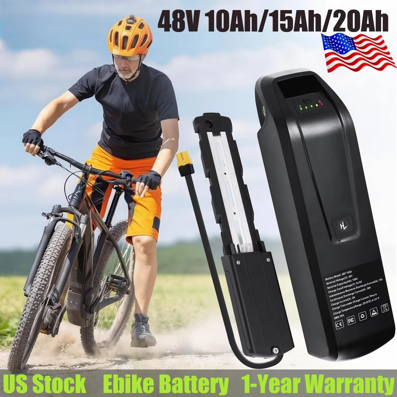 48 Volt 11Ah 15Ah 20Ah Battery 48V 0-1500W Lithium Battery with Charge-r US
