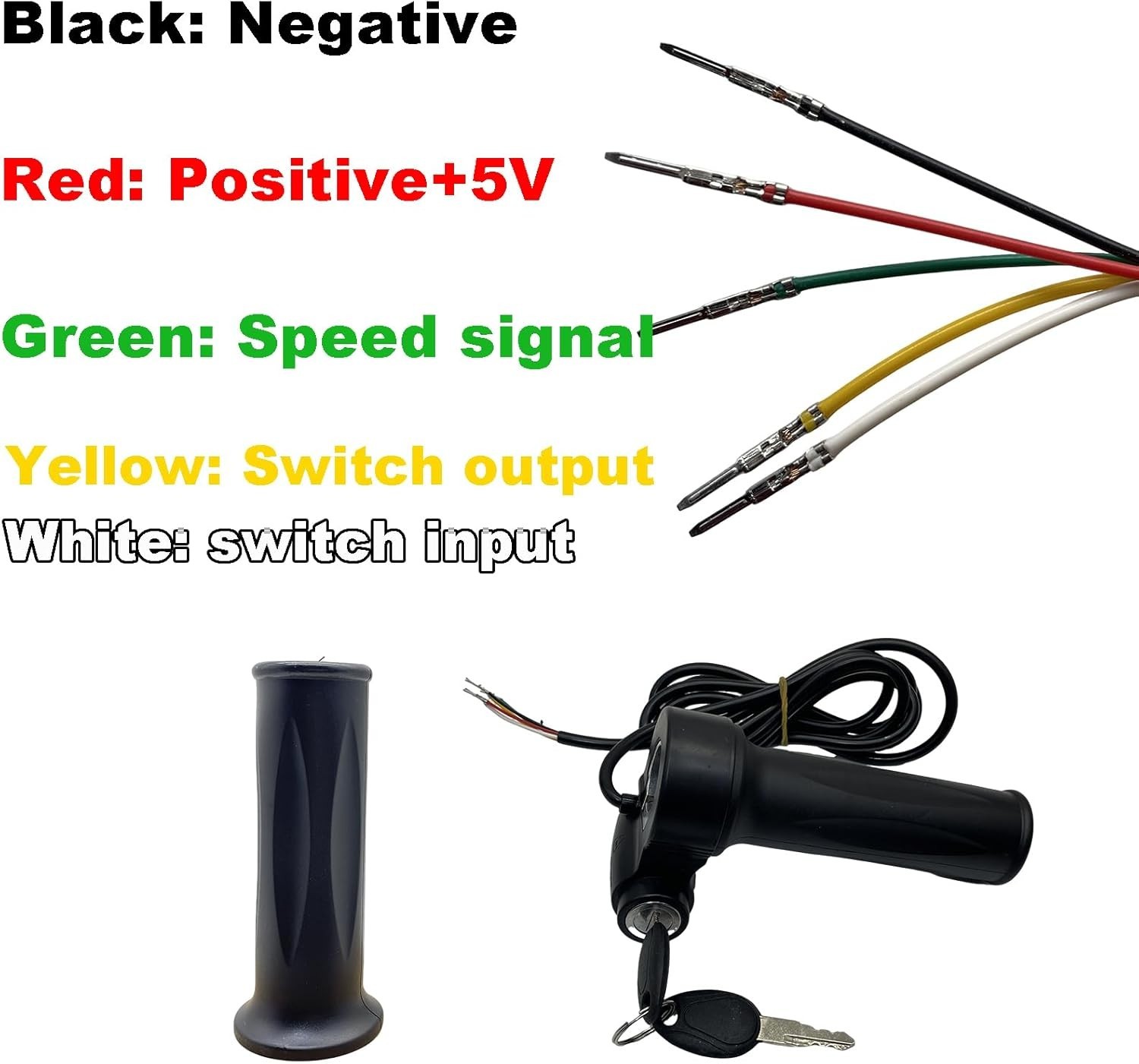 Ebike Full Twist Throttle with Key Ignition 5 pin, 12v-72v Universal Voltage,…