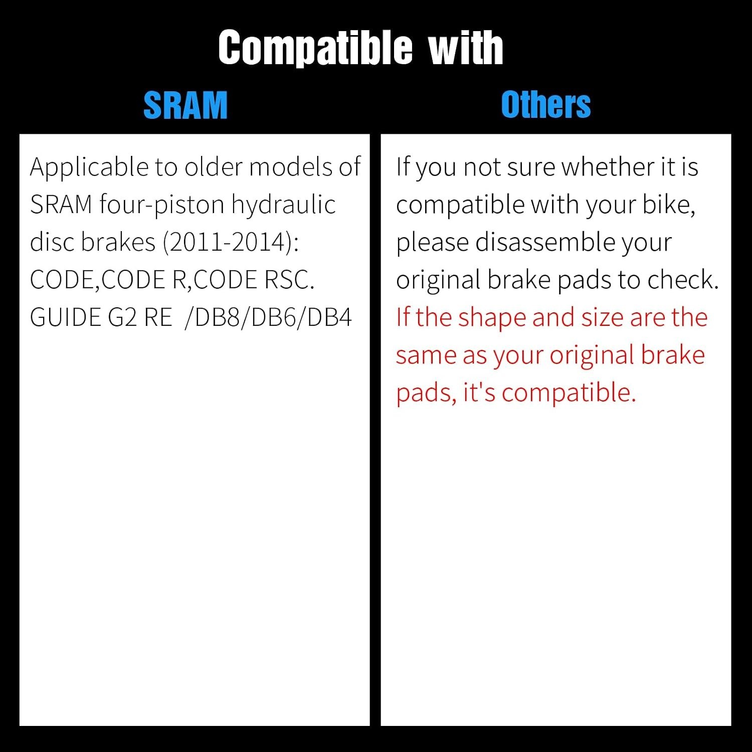 4-Piston MTB Bike Brake Pads Compatible with SRAM Code,Code R,Code RSC and Gu…