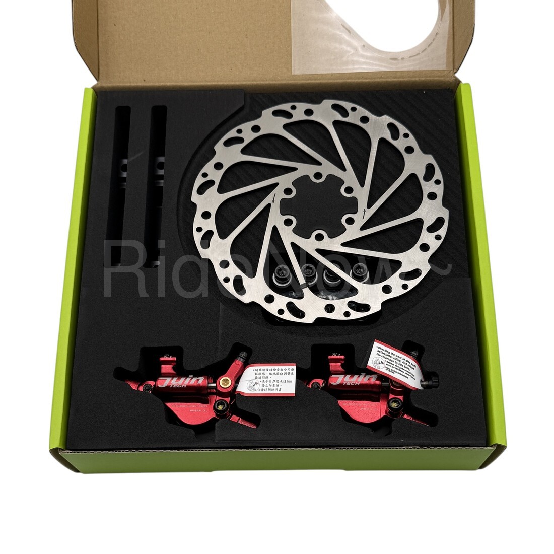 JUIN Tech R1 Hybrid Hydraulic Disc Brakes for CX Road Bike w/160mm Rotors Red