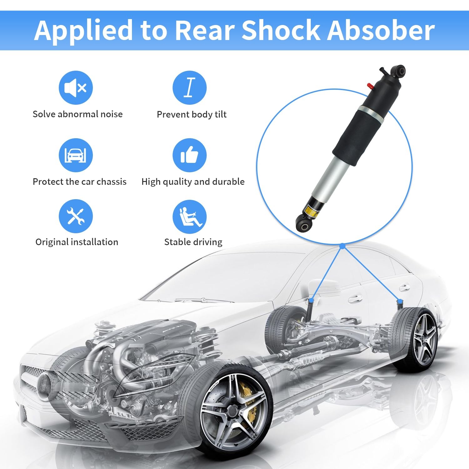 Chonse 2Pcs Rear Air Shock Absorber Compatible 2000-2014 Cadillac Escalade Esv