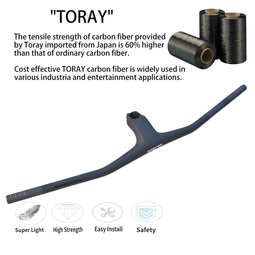 -30 Degree Carbon Mountain Bike Integrated Handlebar 60-100mm Stem Length 28.6mm
