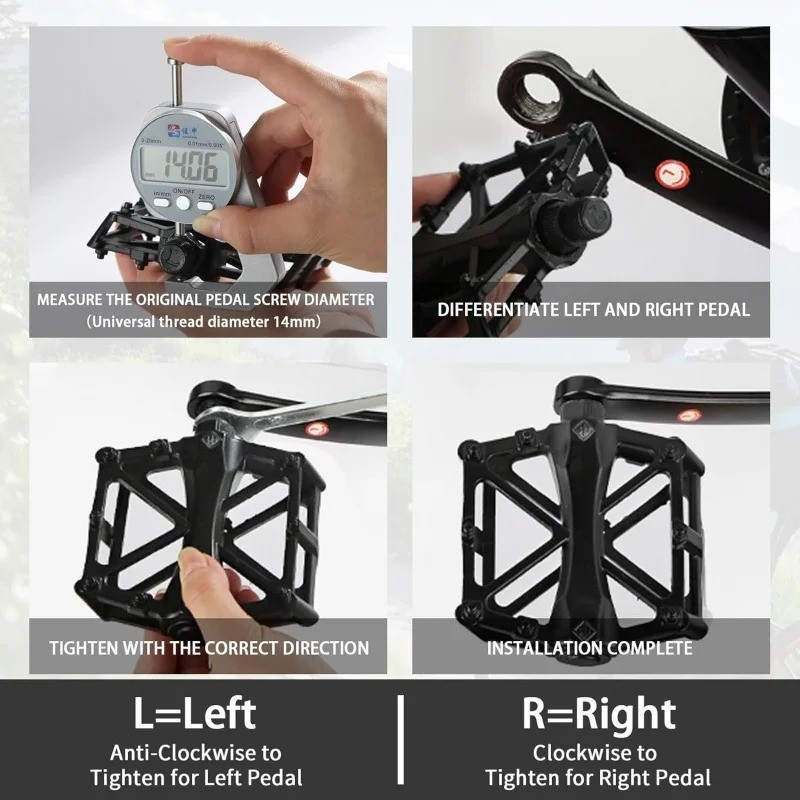 Aluminum Bike Pedals Triple Bearing CNC Body MTB Road Non-slip Sealed 9/16″ USA