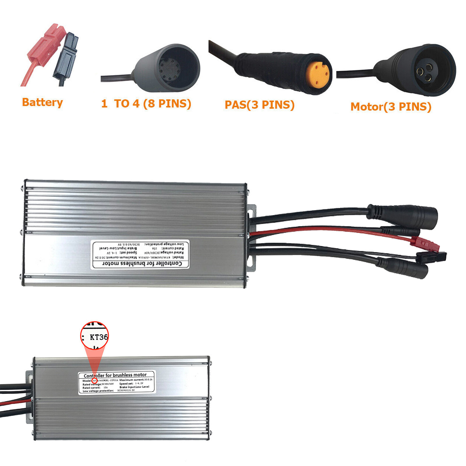 30A 36V 48V KT Waterproof Controller For 1000W 1500W E-bike Brushless Motor