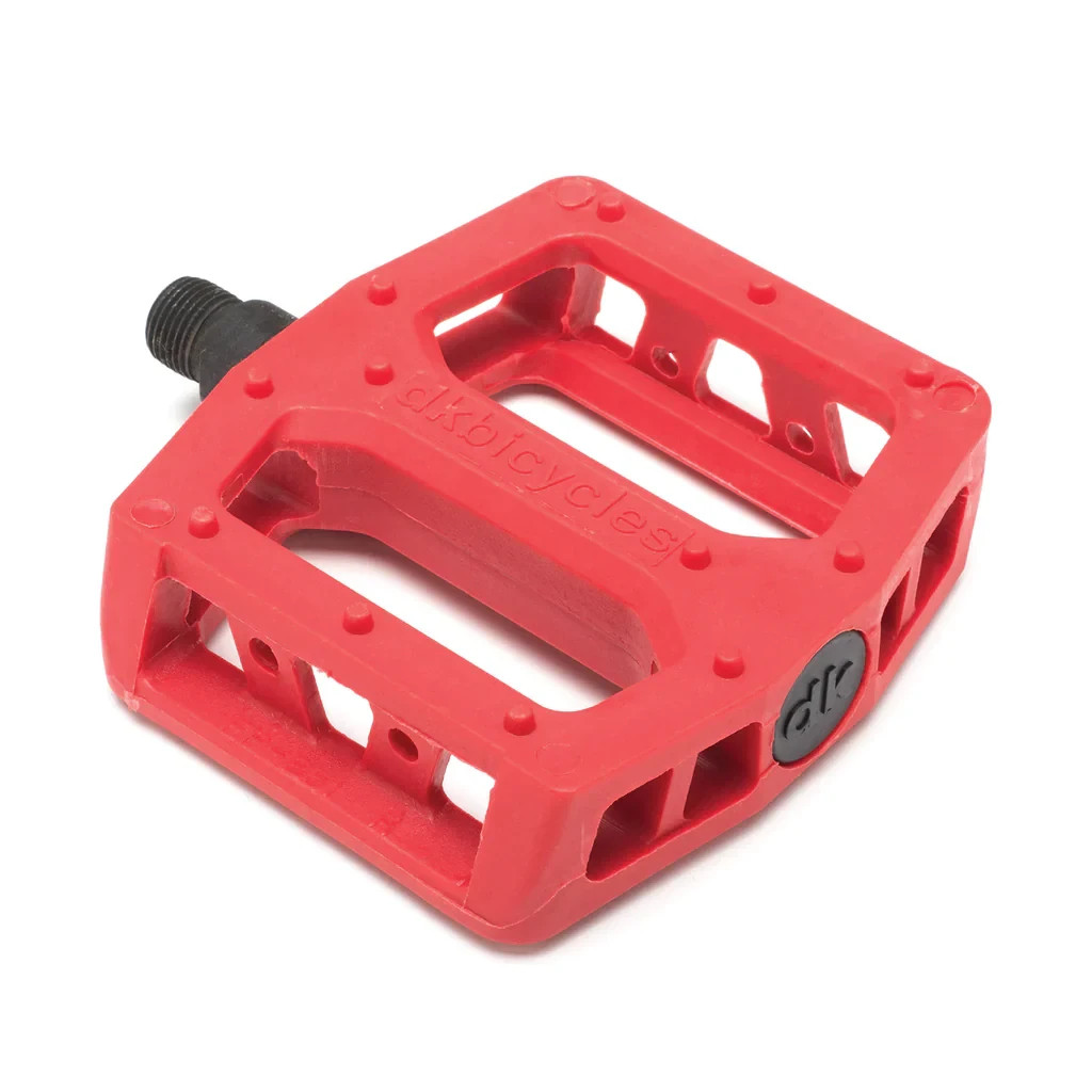 DK BICYCLES – PLASTIC PC PEDALS – SET OF 2 – 1/2″ SPINDLE – RED