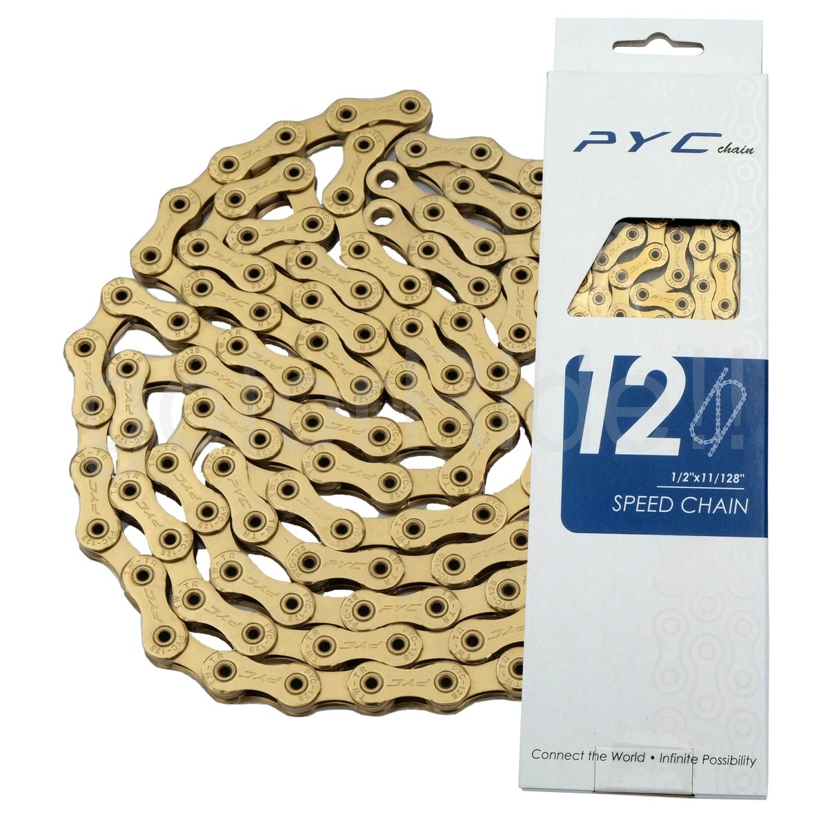 PYC 12Speed Road Bike Chain SP1201 for Shimano/Sram Ceramic Coating Ti Gold 126L