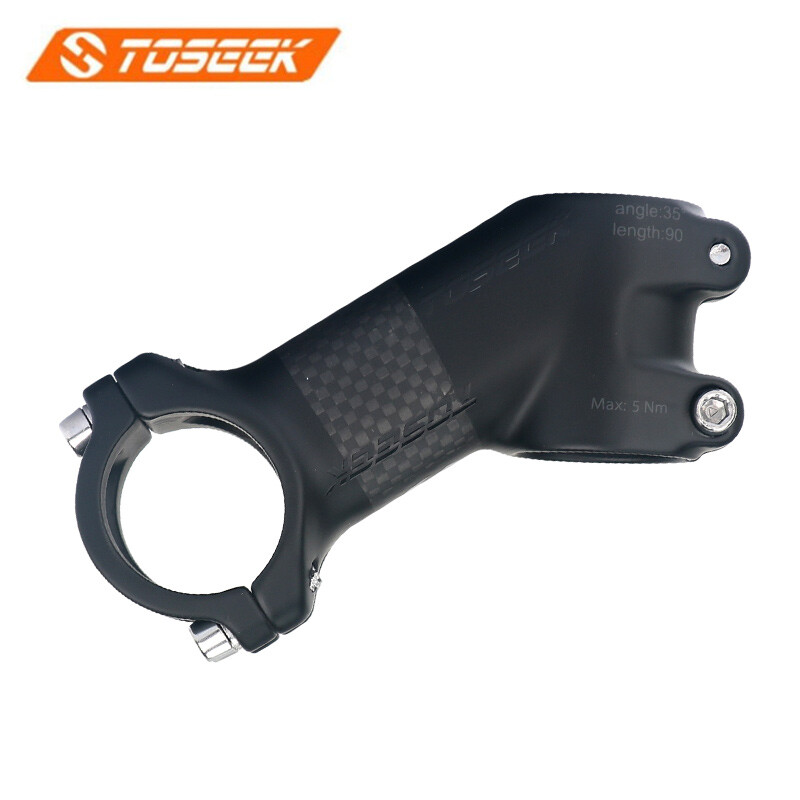 TOSEEK Bicycle Carbon Stem 10/17/25/35 Degree Road Cycling Handlebar Accessory