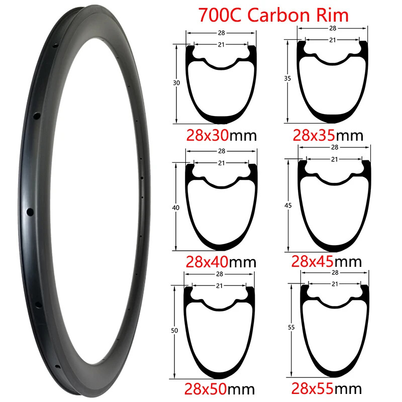 700C Carbon Fiber Road Bike Rims Disc/V Brake Clincher Bicycle Wheels UD 3K 12K