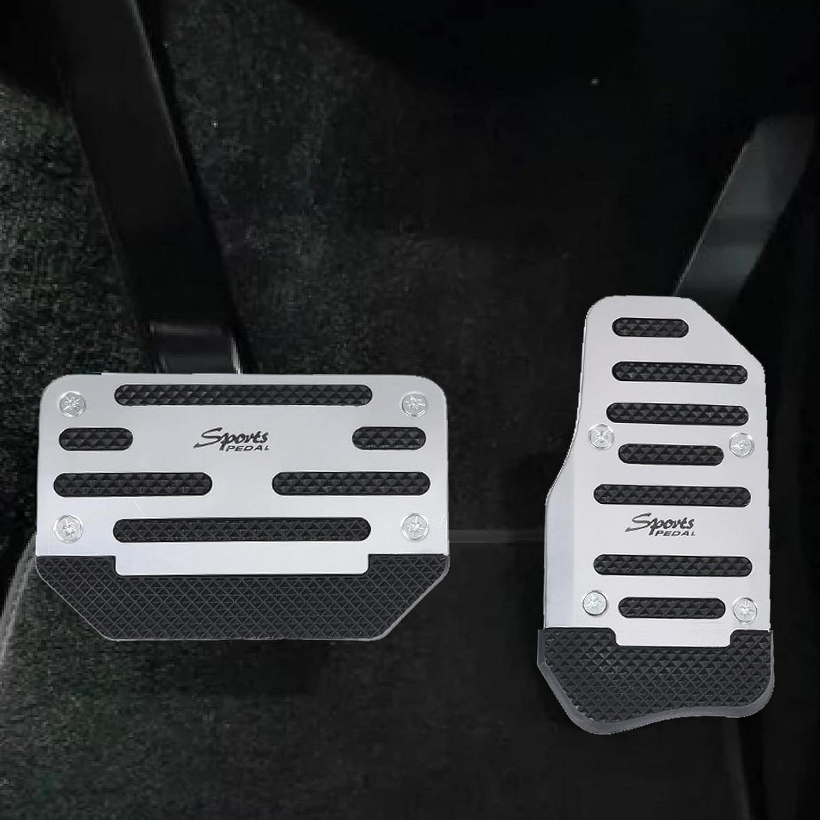 1 Pack 2 White Non-Slip Car Pedal Pad Kit, Premium Aluminum Alloy Brake Pedals
