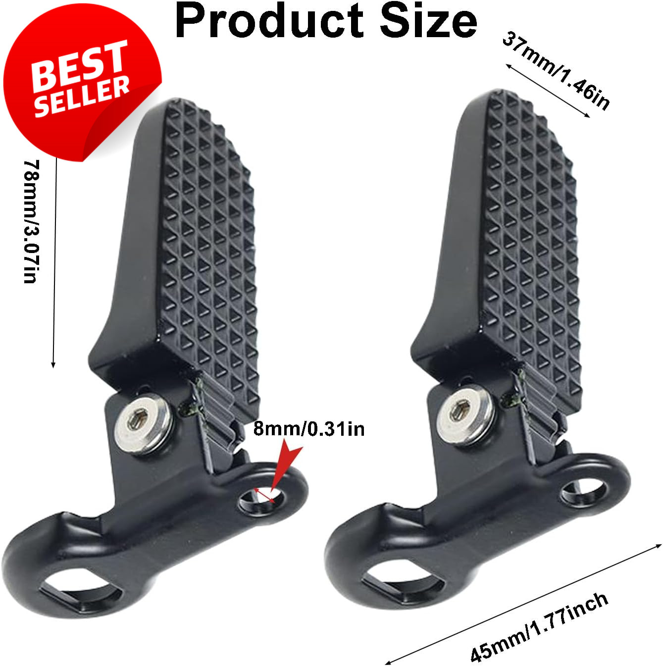 1 Pair Bike Foot Pegs Aluminum Alloy Non-Slip Folding Rear Pedals MTB E-Bike – U