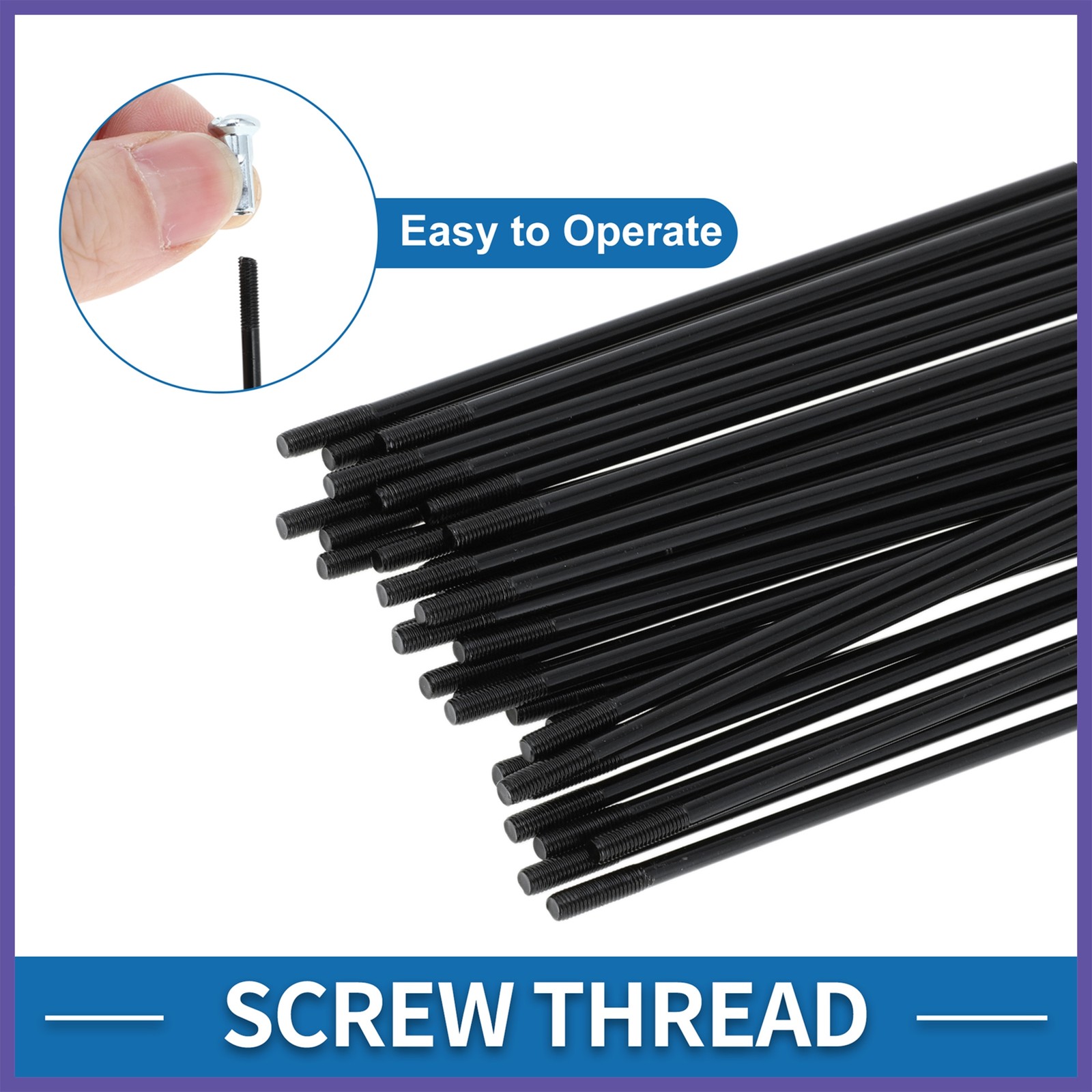 Bicycle Spokes 12G 125mm Length Bike Wheel Spokes Carbon Steel Black 1 Set
