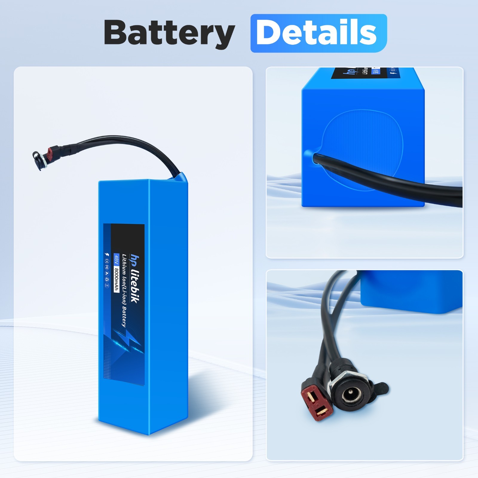 48V Ebike Battery 48V 8AH Electric Bicycle Battery for Ebike 100W-750W Motors