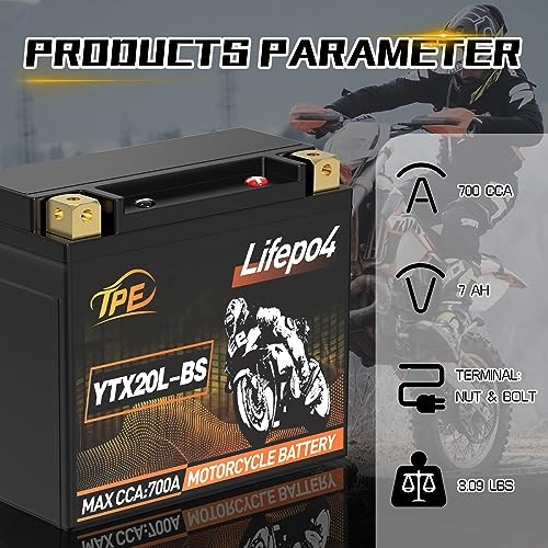 Lithium Powersports Battery YTX20L-BS 12V 9AH 700CCA Lithium Motorcycle