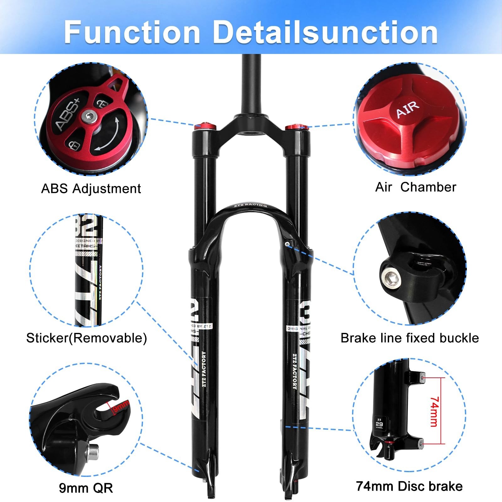 26/27.5/29 inch MTB Dual Air Suspension Fork, 1 1/8 Straight Tube, 120mm Trav…
