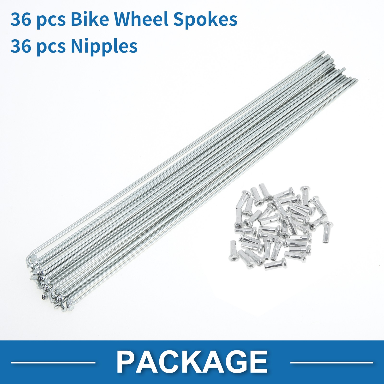 36 Set 14G Bicycle Spokes 255mm Bike Wheel Spokes Galvanized Carbon Steel