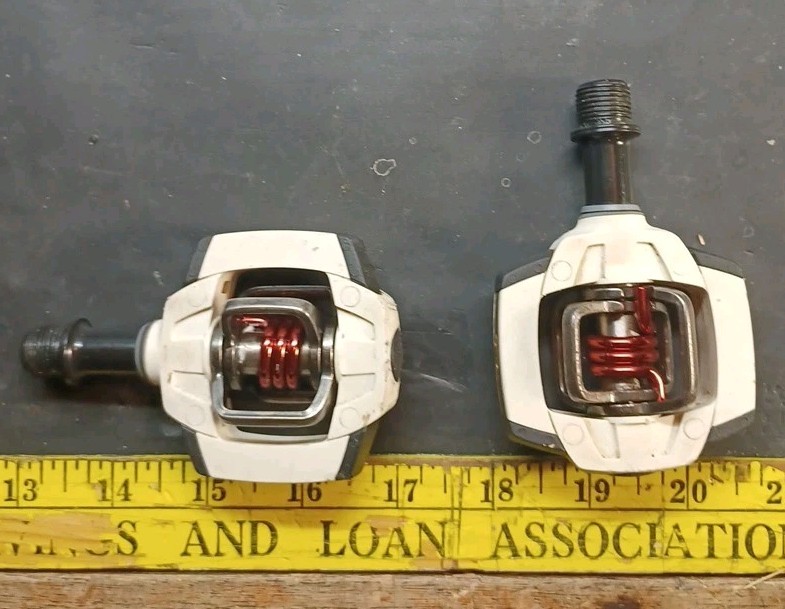 Crank Brothers Smarty Clipless MTB Gravel Pedals Rare White/Gold/Red w/Cleats