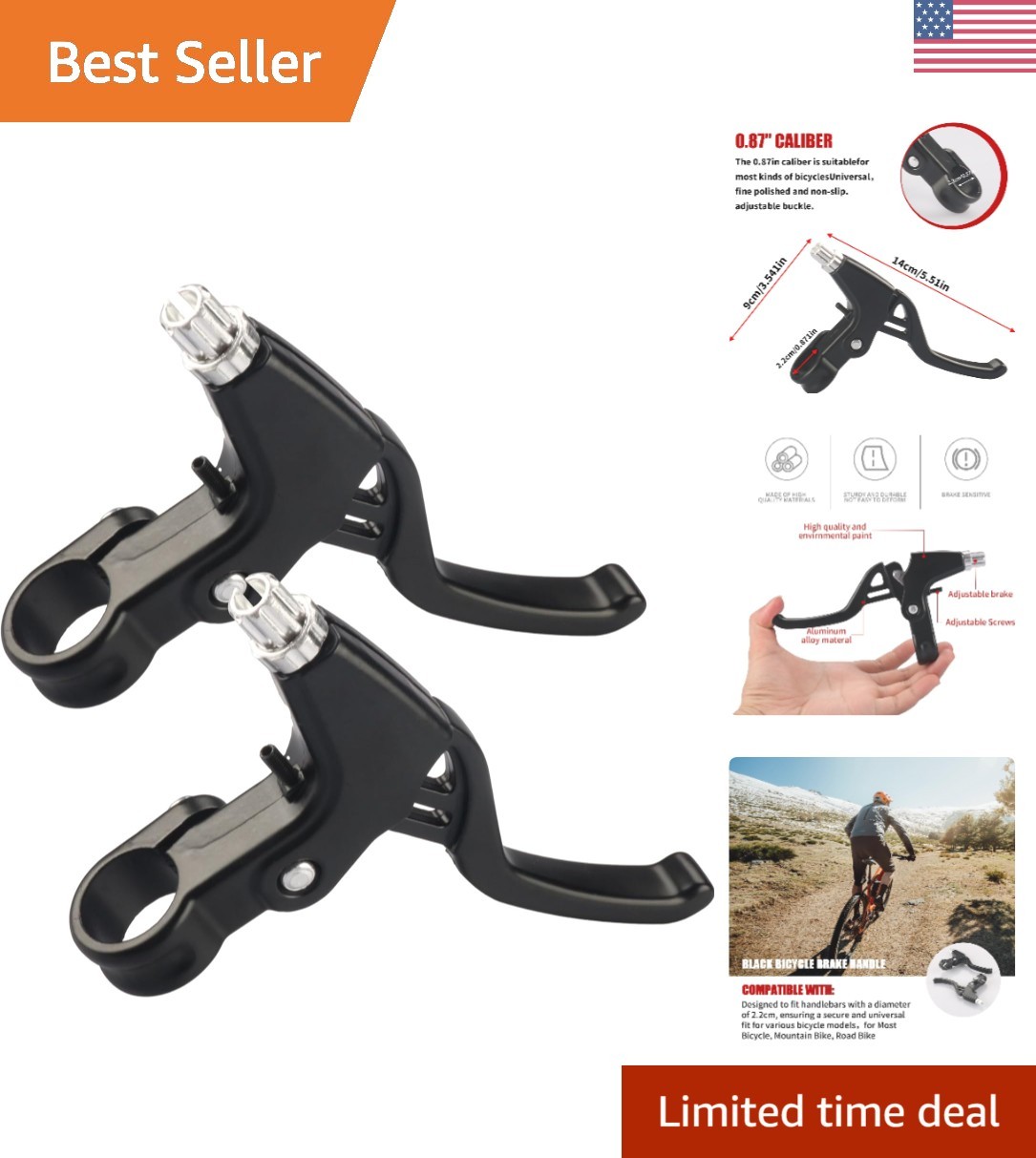 Auto-Repositioning 2.2cm Bike Brake Levers – Lightweight & Ambidextrous Handling