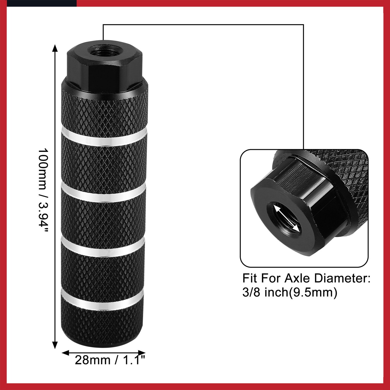 4pc Aluminum Alloy Rear Foot Pegs Black for BMX MTB Bike Fit 3/8 inch Axles New