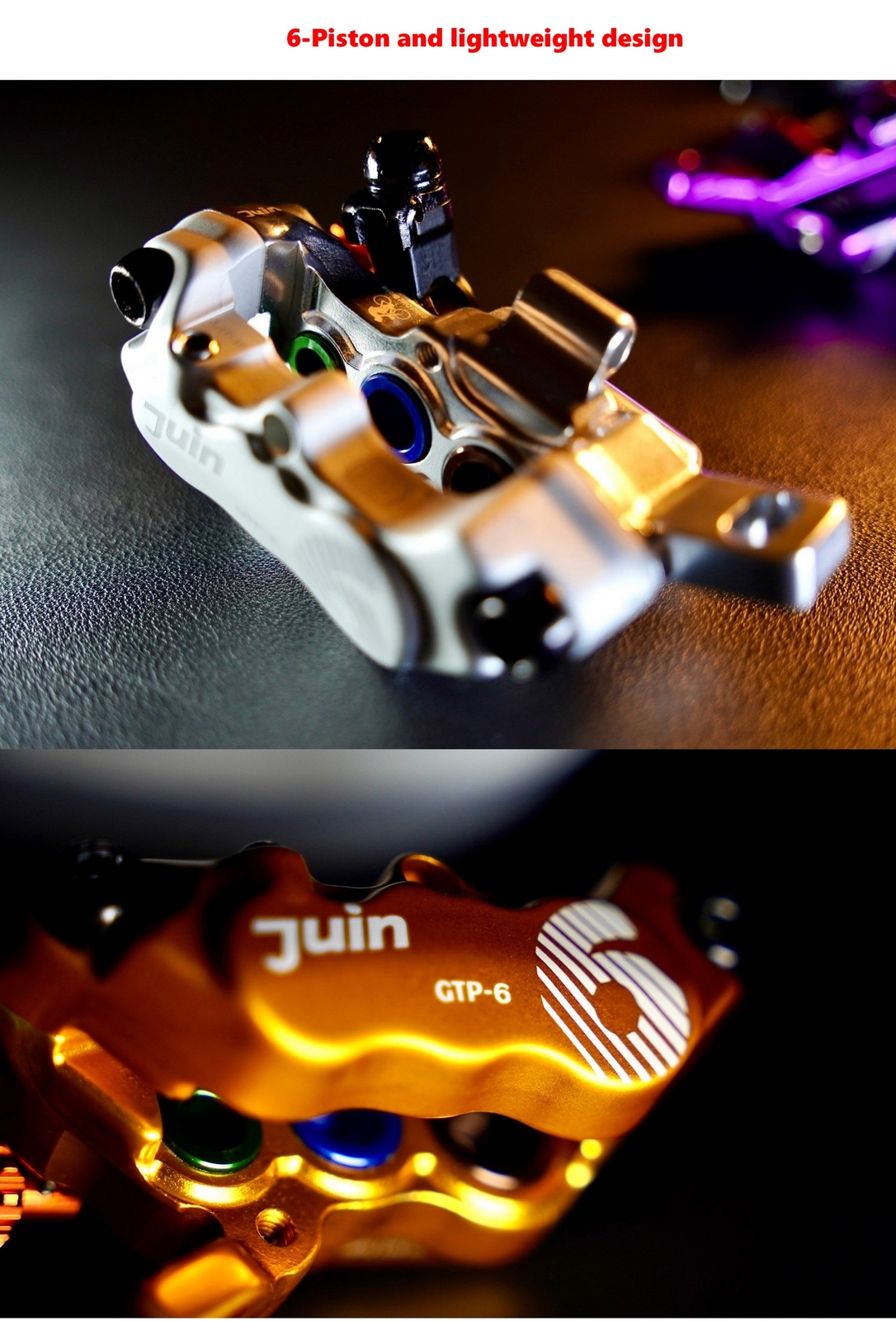 Juin Tech GTP6 MTB eBike CX Cycle 6-Piston Hydraulic Disc Brake Caliper Set